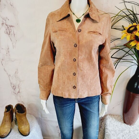 Vintage Anonymous blush suede shirt jacket - Picture 1 of 6